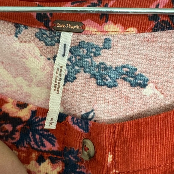 Free People oversized cotton corduroy earthy floral babydoll dress size S - Picture 6 of 7